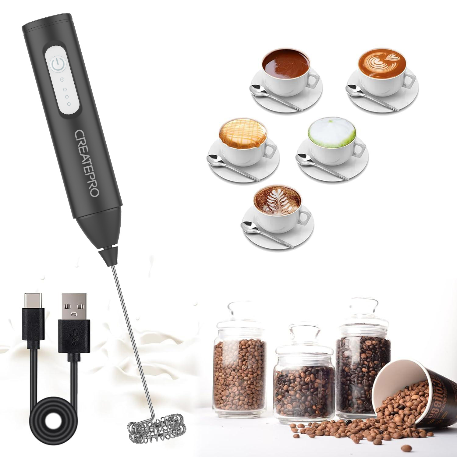 Espumador de Leche Recargable, - Electric Milk Frother Handheld reseña y precio